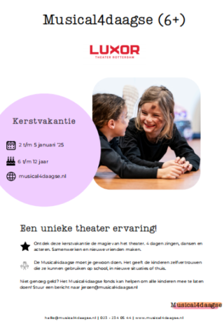 Musical4daagse (6+) Luxor Theater - kerstvakantie